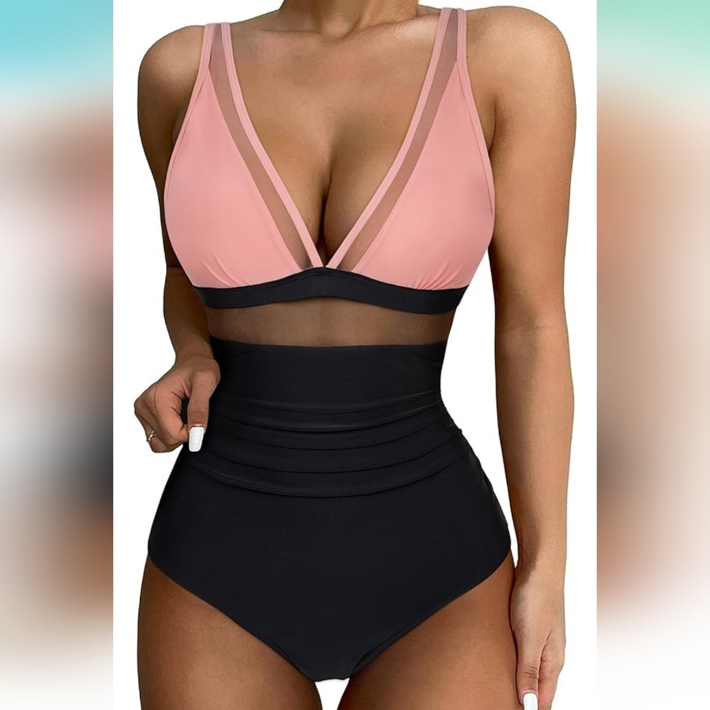 SUUKSESS One Piece Mesh Panel Swimsuit